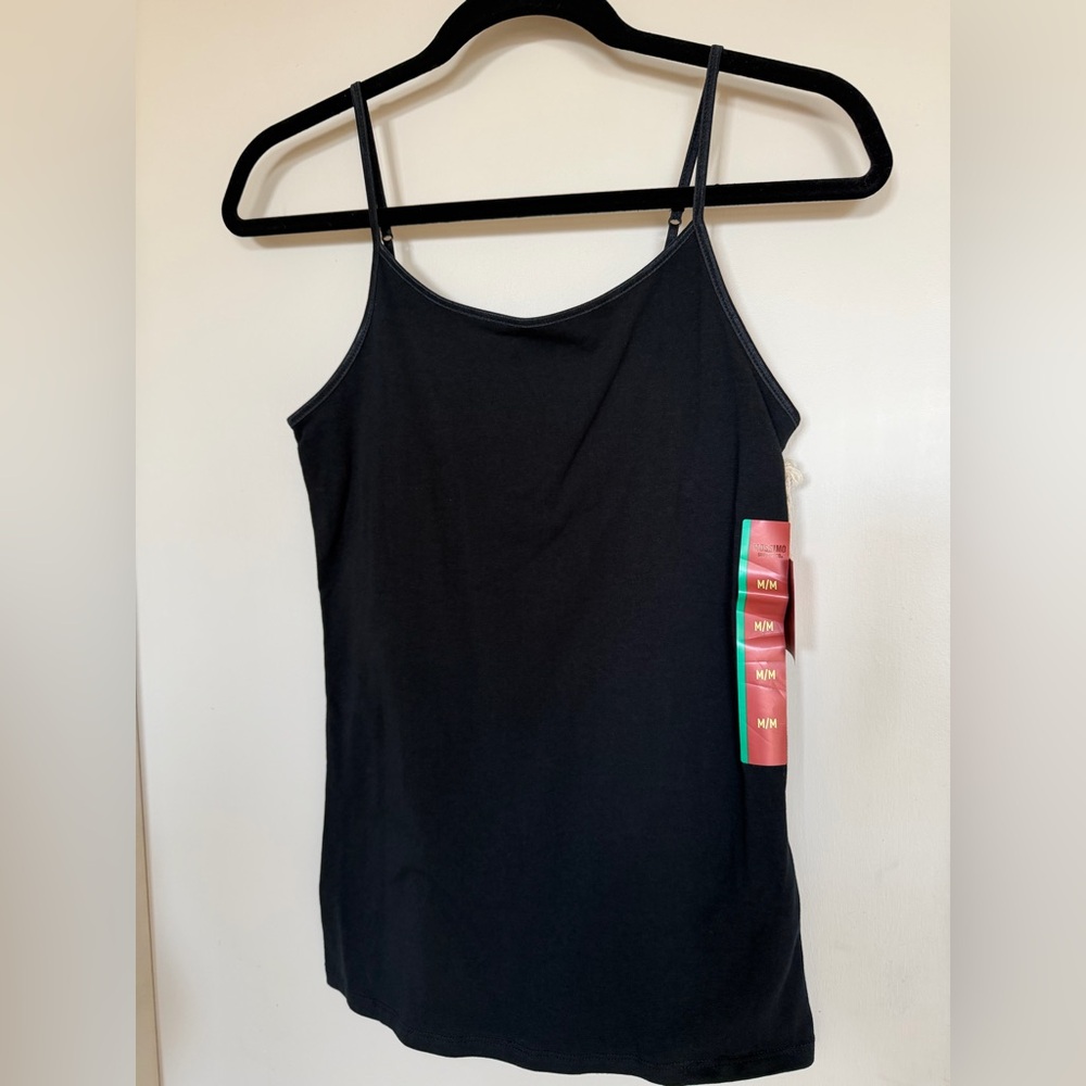 NWT Mossimo Black Cami Tank Top Medium Basic Stretch Adjustable Straps